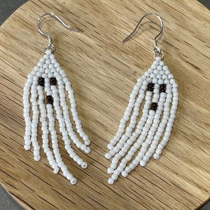 Handmade Seed Bead Ghost Earrings: S925 Silver Halloween Jewelry