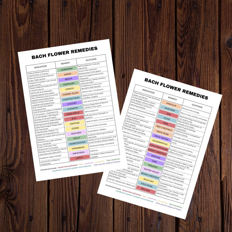 Bach Flower Remedies Chart, 38 Bach Flower Remedy Poster, Bach Flower