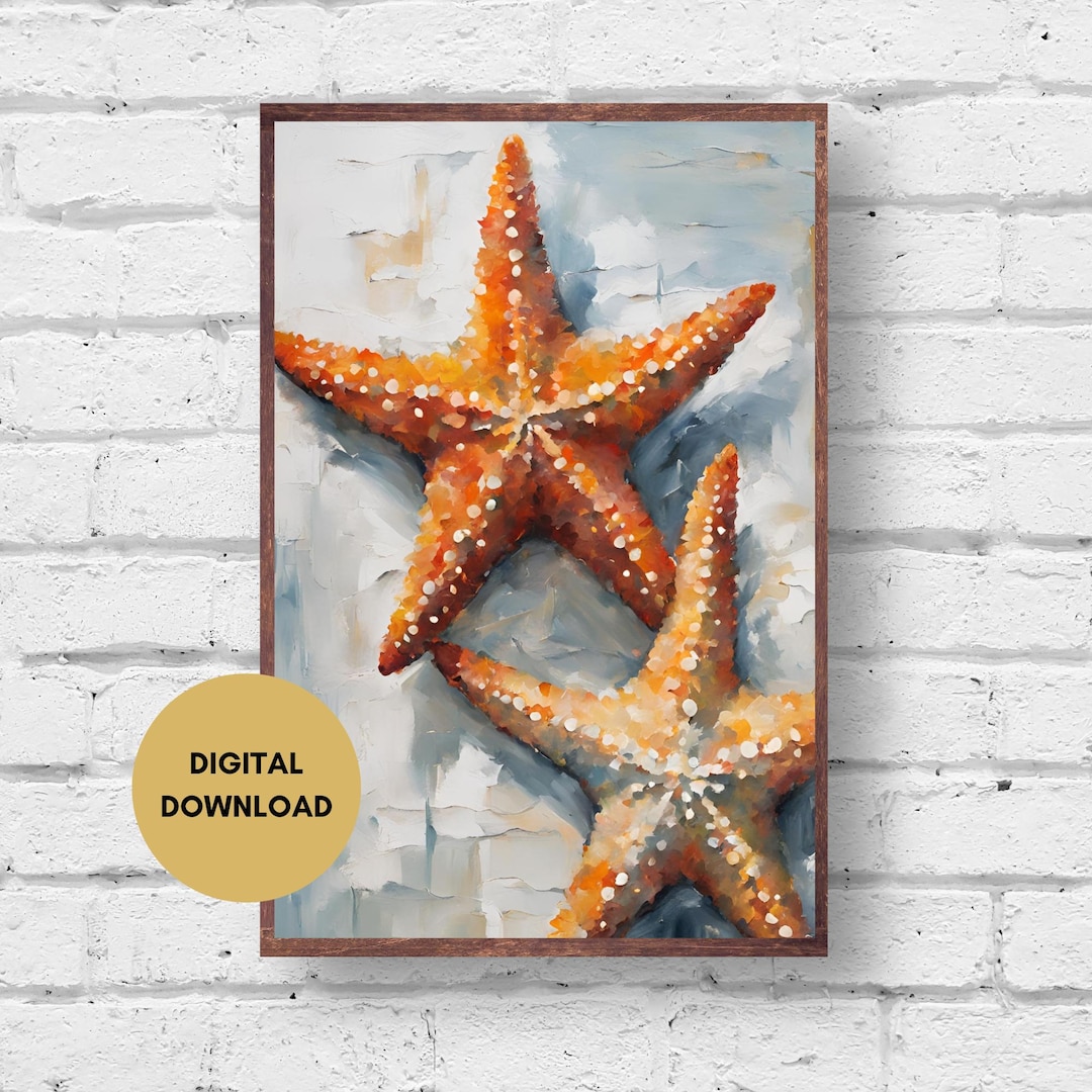 Starfish Painting, Digital Download, Beach House Art, Starfish Wall Art ...