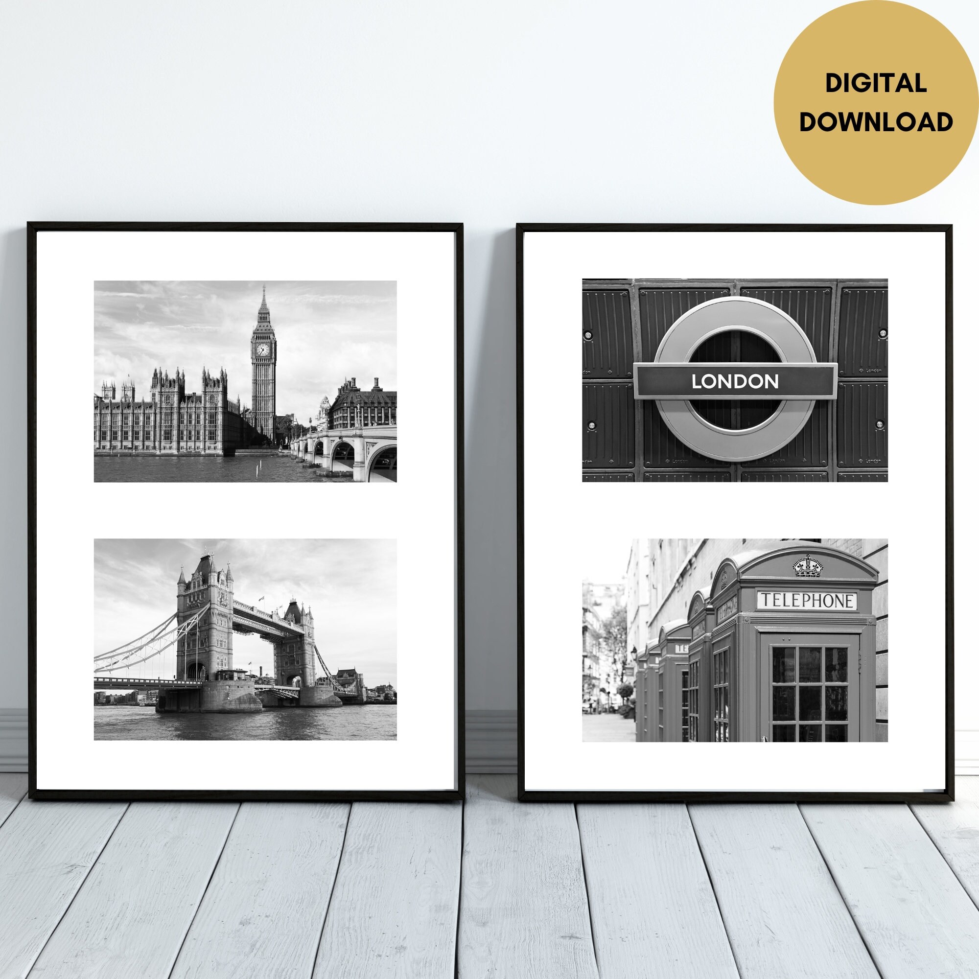 London Photo Print Set Digital Download London City Black Etsy