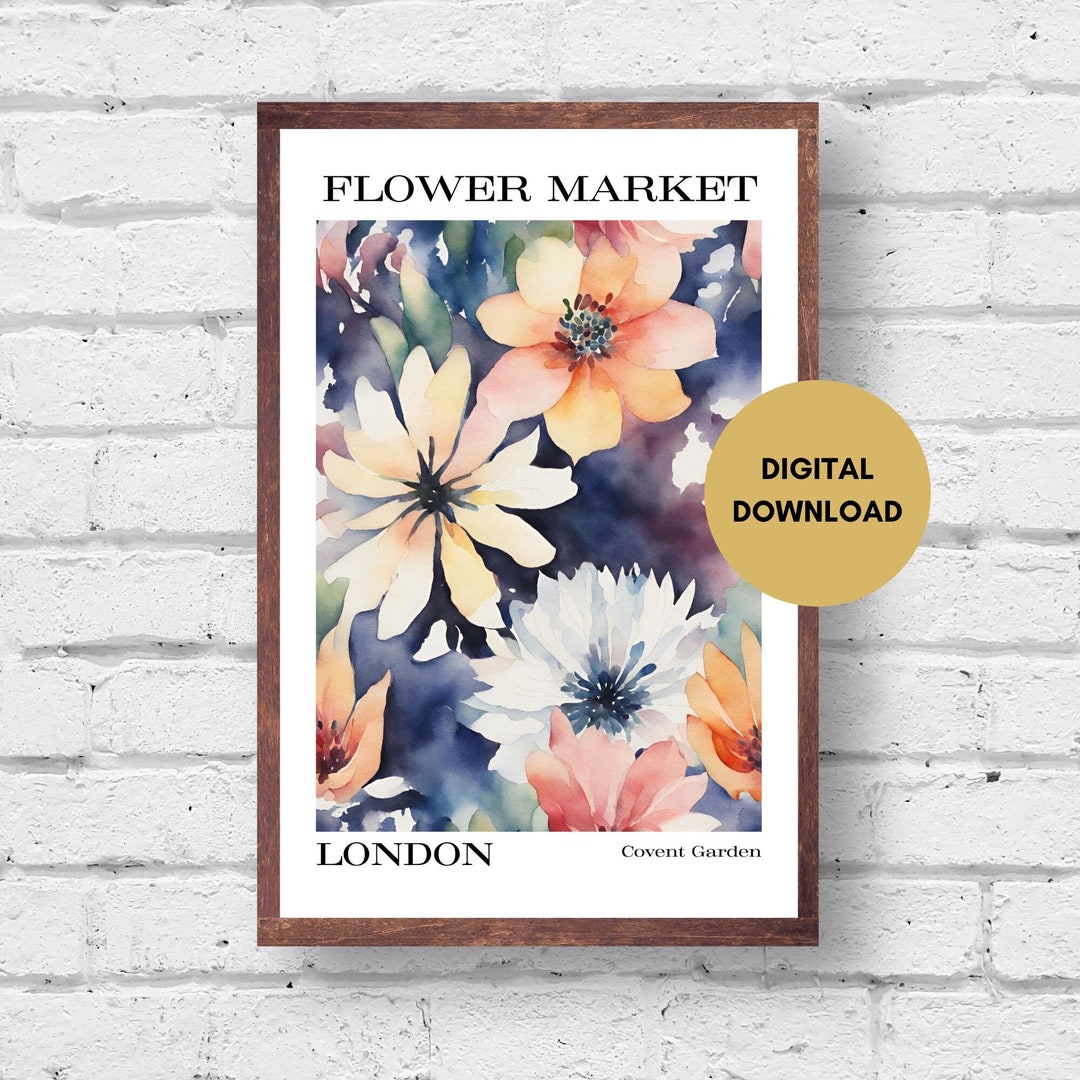 Flower Market Print, Digital Download, London Flower Market Print ...
