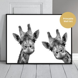 Giraffe Printable, Digital Download, Black and White, Giraffe Photo, Quirky, Digital Print, Wall Art, Giraffe Picture, Giraffe Print, Cute