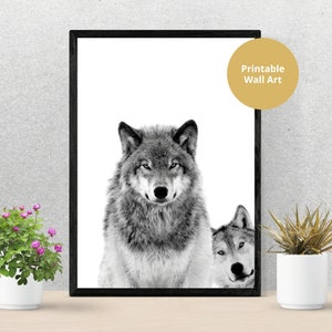 Wolf Print Digital Download, Cool Wolf Photo Black and White Printable, Wolf Picture Wall Art, Poster Digital Print, Animal Home Decor