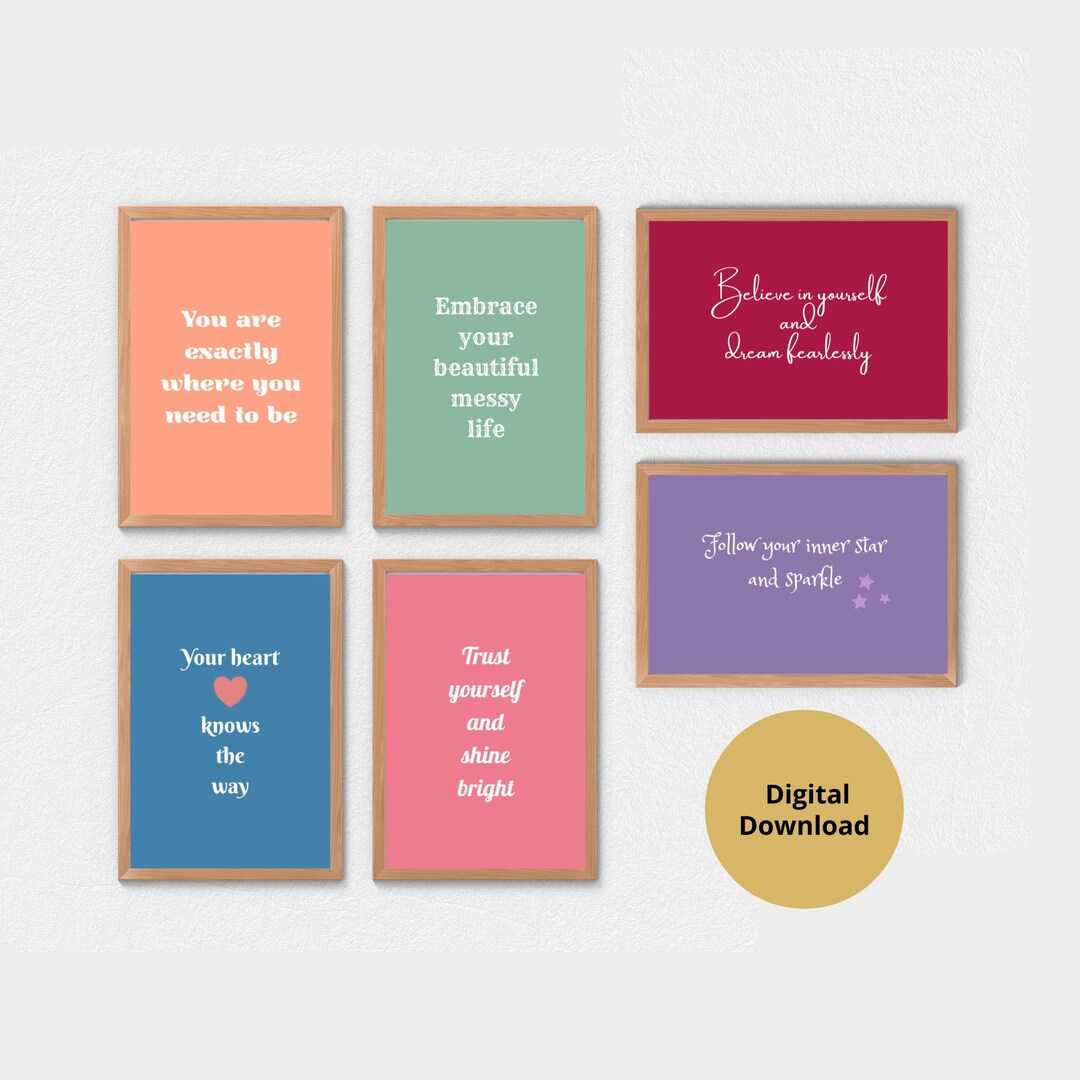 Colorful Motivational Quotes Print Set of 6, Digital Download ...