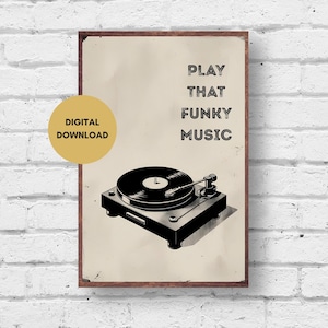 Retro Musik Poster, digitaler Download Musik spielen, Musik-Wand-Kunst, Musik-Dekor, Retro Vinyl Poster, Musik-Liebhaber-Geschenk, Groovy