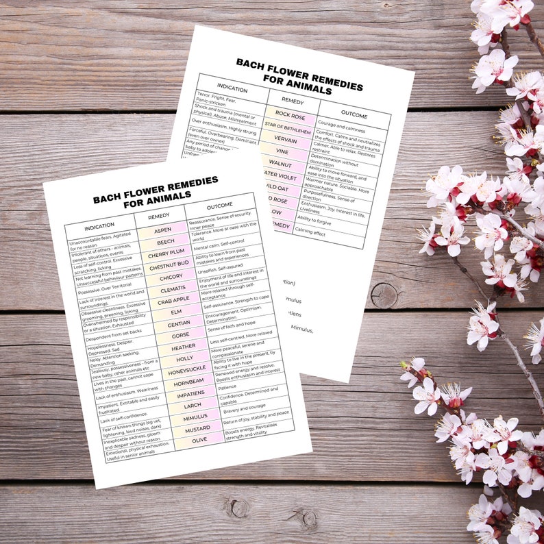 Animal Pet Bach Flower Remedy Chart, Animal Bach Flower Essences