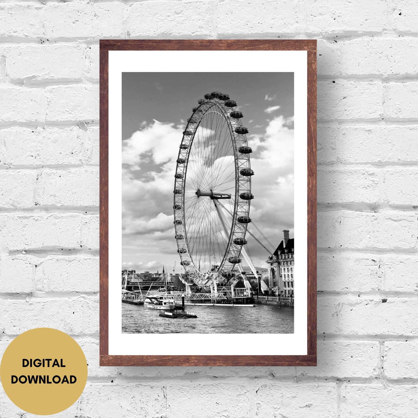 London Print Set, Digital Download, London Poster Black and White