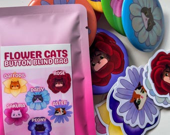 Floral Cat Button Blind Bag