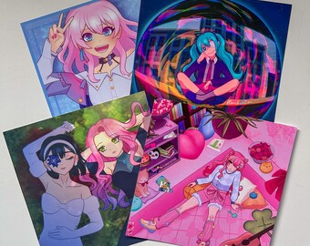 Assorted 6x6" Prints - Hatsune Miku, Honkai Star Rail, Project Sekai, Alien Stage MiziSua