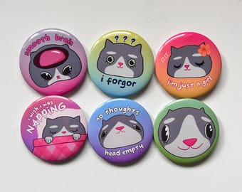 Chronically Online Silly Cat Buttons