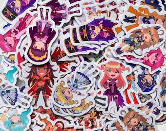 Genshin Impact Fruit-Themed Stickers - Furina, Yae Miko, Hu Tao, Mona, & More!