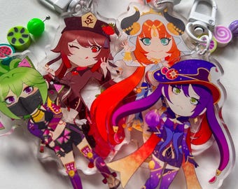 LIMITED STOCK! Genshin Impact Fruit-Themed Acrylic Charms - Nilou, Mona, & Kuki Shinobu