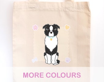 Border Collie Tote Bag | Cute Dog Breed Tote Bag | Pet Dog Lover Gift | Custom Personalised Design
