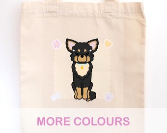 Long Haired Chihuahua Tote Bag | Cute Dog Breed Tote Bag | Pet Dog Lover Gift | Custom Personalised Design