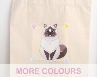 Cat Tote Bag | Cute Cat Breed Tote Bag | Pet Cat Lover Gift | Ragdoll Cat l Tabby Cat l Ginger Cat l Calico Cat l White Cat
