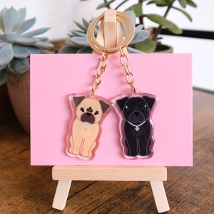 Pug Acrylic Keychain | Cute Dog Breed Keyring | Pug Dog Lover Gift