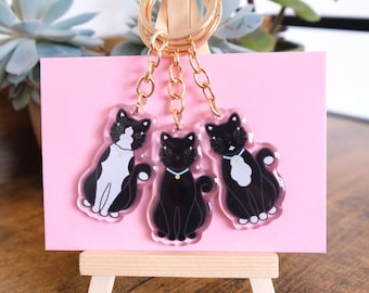 Black Cat Acrylic Keychain | Cute Cat Breed Keyring | Cat Lover Gift