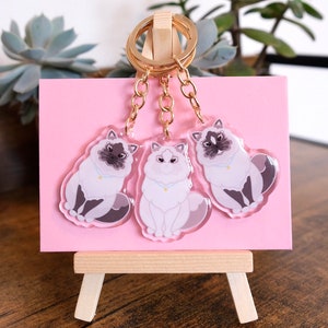 Ragdoll Cat Acrylic Keychain | Cute Cat Breed Keyring | Cat Lover Gift