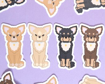 Long Haired Chihuahua Die Cut Sticker | Cute Dog Breed Die Cut Sticker | Dog Lover Gift