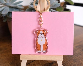 English Bulldog Acrylic Keychain | Cute Dog Breed Keyring | Dog Lover Gift