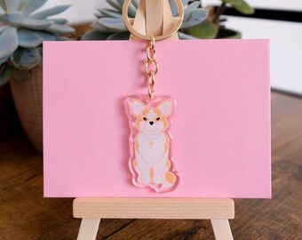 Corgi Acrylic Keychain | Cute Dog Breed Keyring | Dog Lover Gift