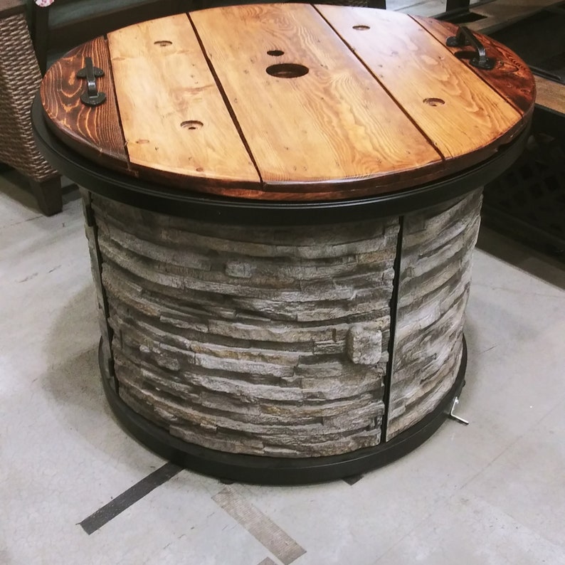Wooden Fire Pit Table Top Cover 23 48 Etsy