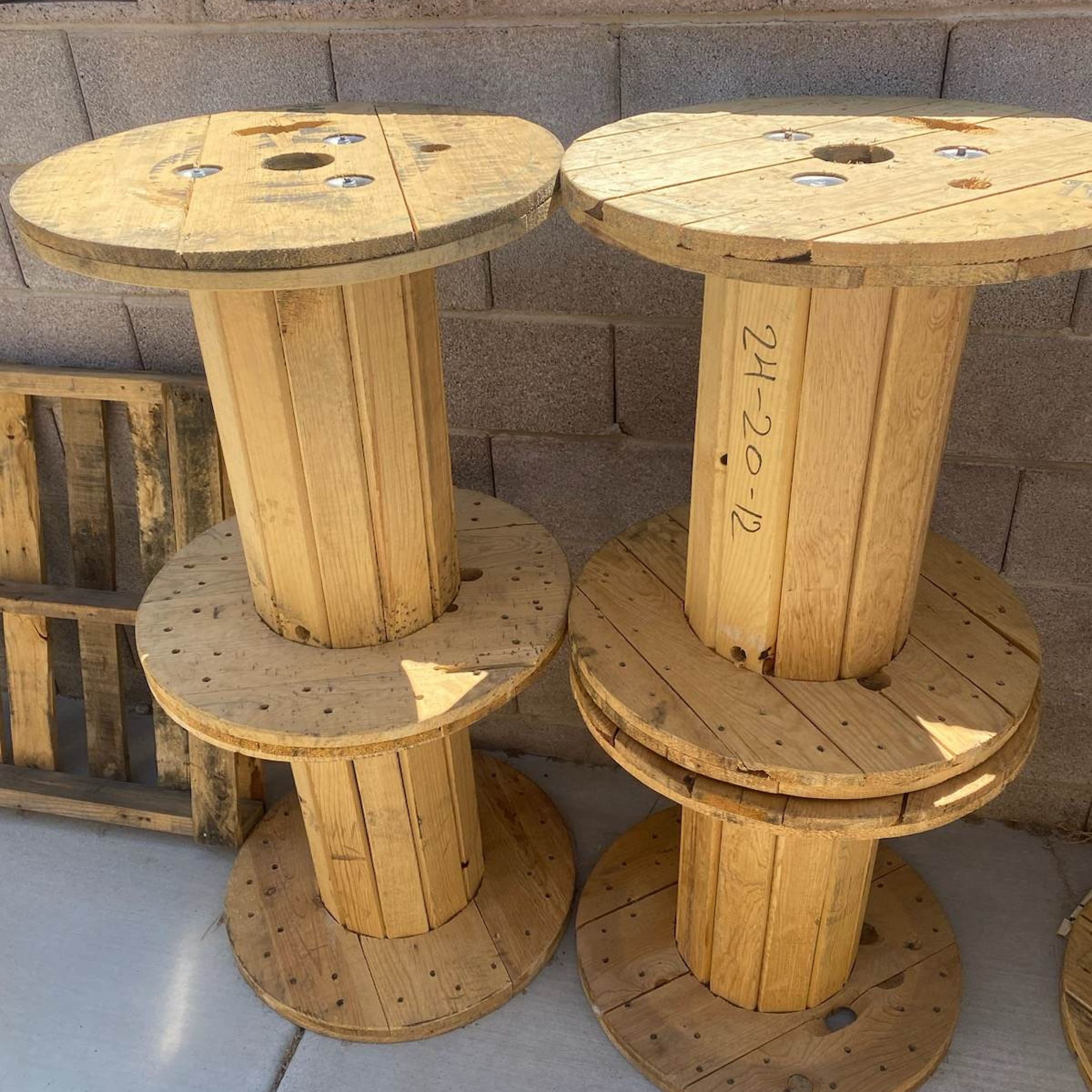 Lot of 6 Wooden Cable Spools