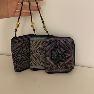 Wallet + card holder + wallet - Hmong pattern - handmade - vintage