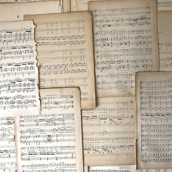Bundle Over 50 Vintage Music Sheets | 1900s Music Sheets, Junk Journal Supply, Music Ephemera, Music Pages