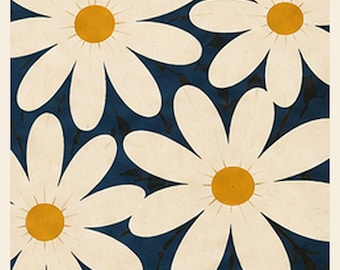 Daisy Club Retro Botanical Giclée Print, 70s Floral Wall Art, Vintage Boho SUNWORN Print, Layer and Light Gallery