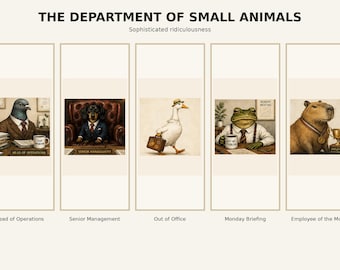 Digitales Wandbild-Set der Abteilung für Kleintiere, 5-teilig, lustige Tiermotive zum Ausdrucken
