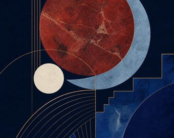 Red Marble Eclipse Giclee Fine Art Print, Moody Abstract Wall Art, Dark Modern Decor