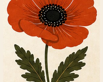 Papaver Retro Botanical Giclée Print, 70s Floral Wall Art, Vintage Boho SUNWORN Print, Layer and Light Gallery