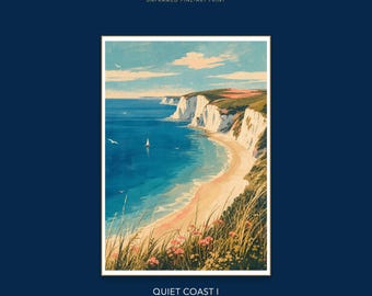 British Chalk Cliffs Seascape Coastal Fine Art Print, Sussex South Downs Wall Art, Home Decor