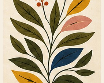 Wild Stem Retro Botanical Giclée Print, 70s Floral Wall Art, Vintage Boho SUNWORN Print, Layer and Light Gallery