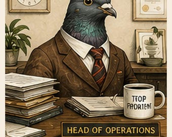 Head of Operations Funny Animal Giclée Print, Office Wall Art, Quirky Deadpan Humor Print, Layer and Light