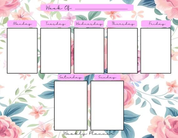 Floral Weekly Planner Printable Weekly Planner Printable - Etsy