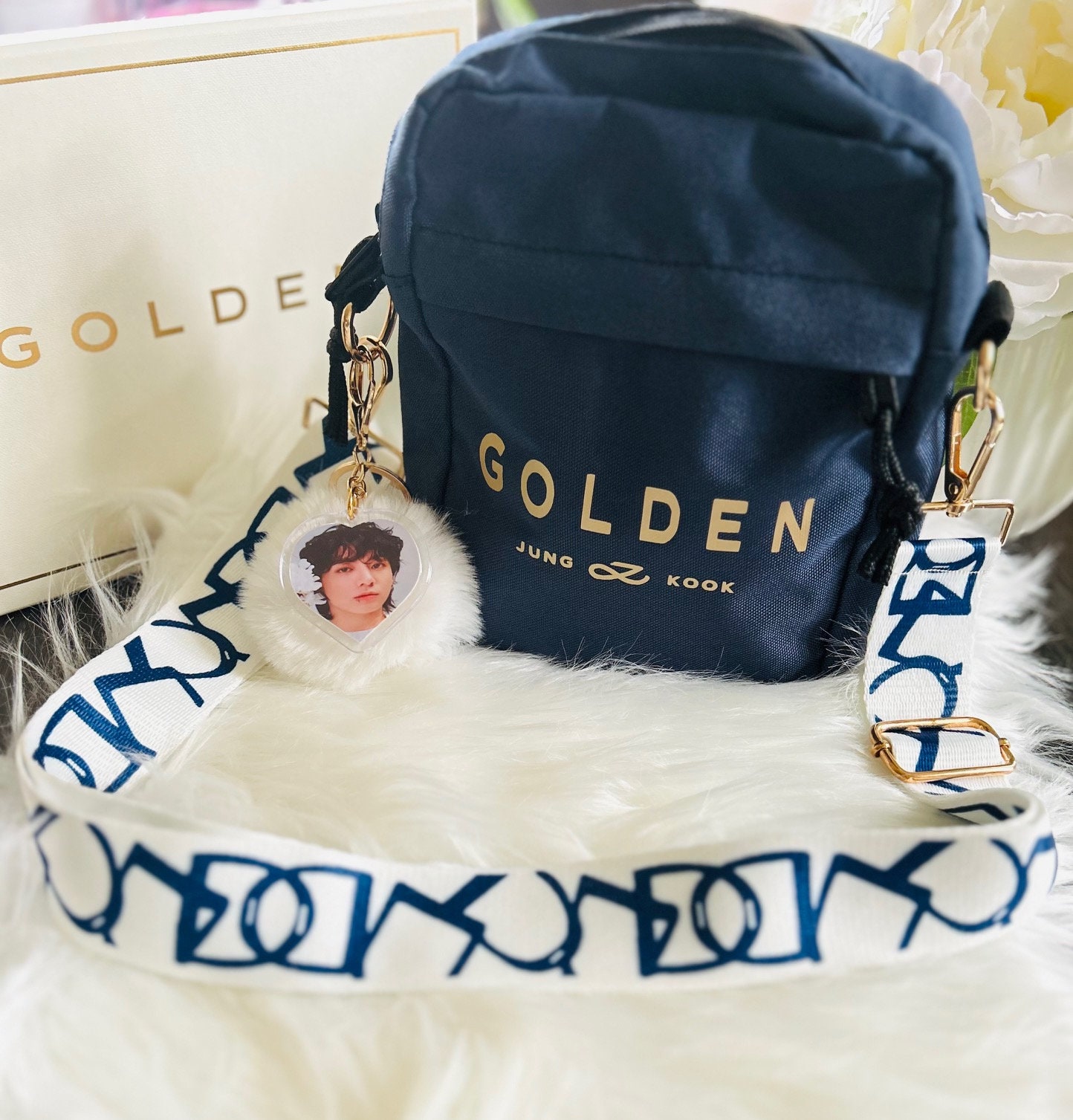 Jungkook 'golden' Inspired Crossbody Bag With Photo Keychain