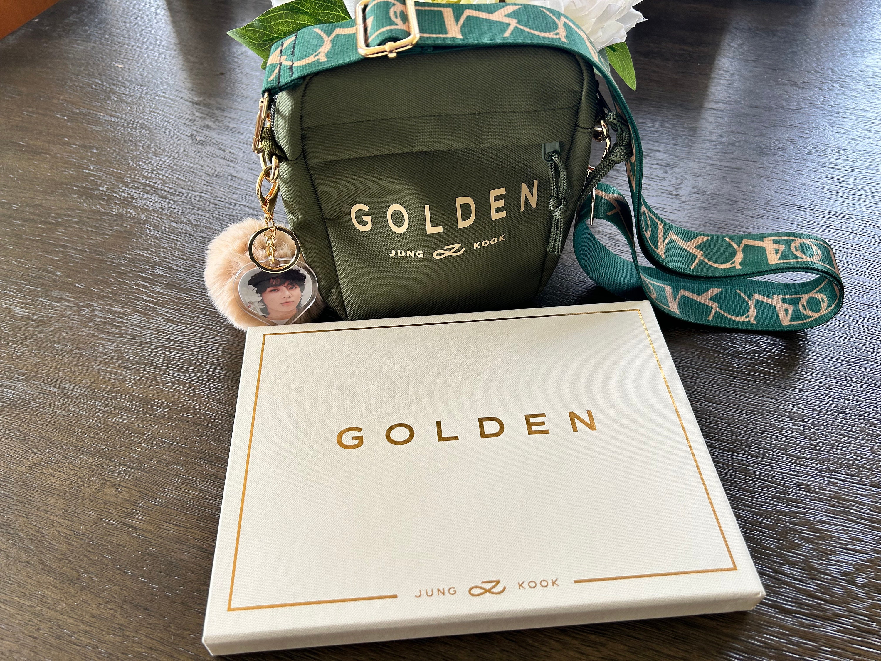 Jungkook 'golden' Inspired Crossbody Bag With Photo Keychain
