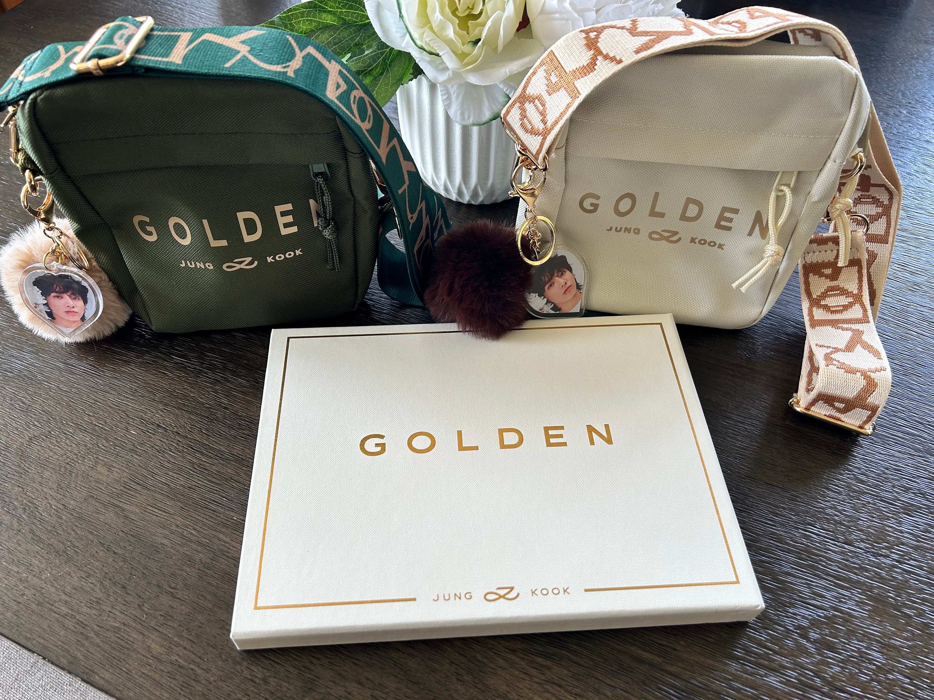 Jungkook 'golden' Inspired Crossbody Bag With Photo Keychain