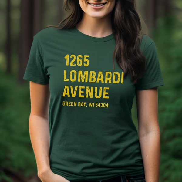 Packers | 1265 Lombardi Avenue T-Shirt | Lambeau Field Stadium Address | Green Bay | Football | Wisconsin Sports Fan Gift