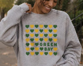Green Bay Hearts Sweatshirt | Packers Wisconsin State Pack Pride Football T-Shirt Gift College Tee Wisconsinite Adult Unisex Tee