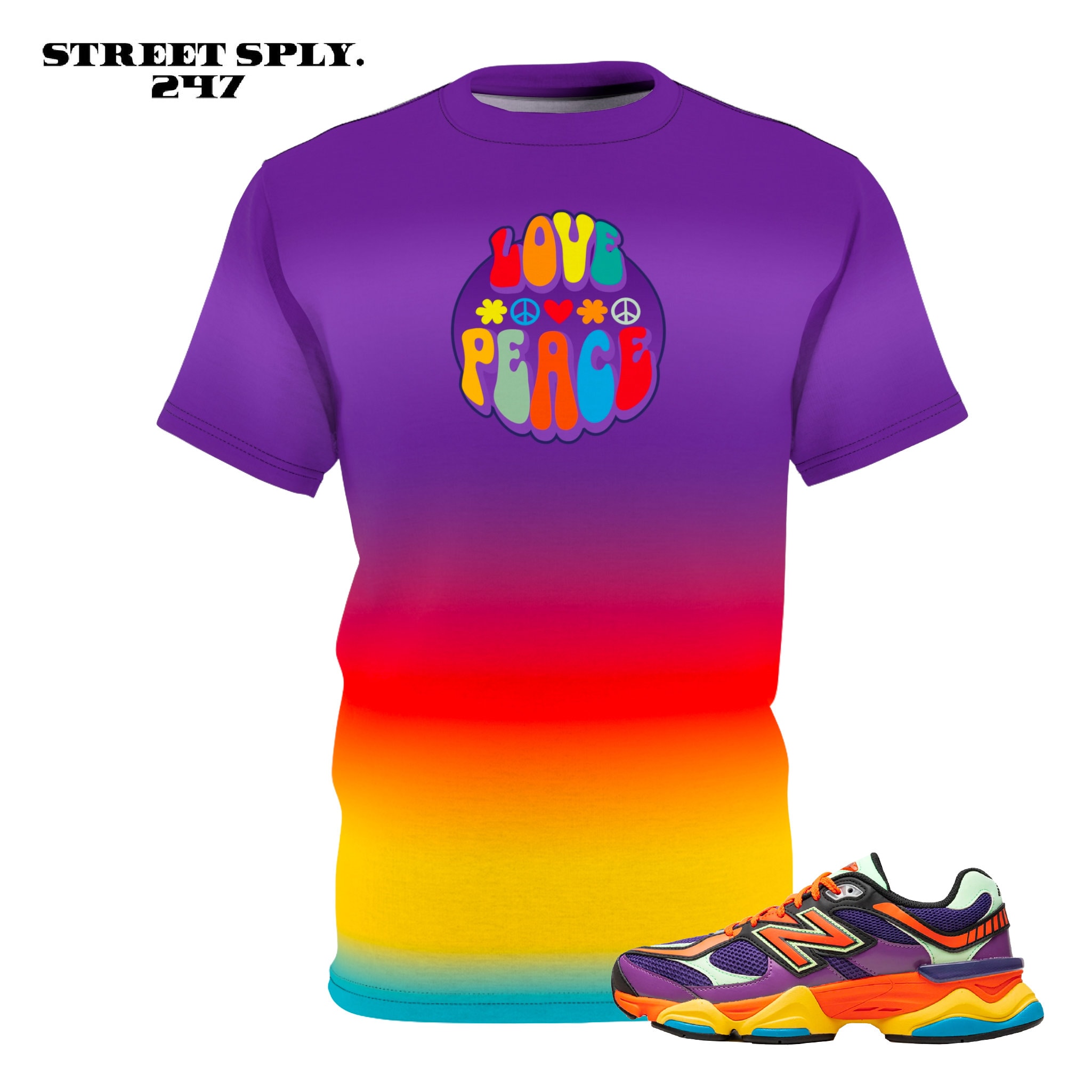 Shirt to Match New Balance 9060 Prism Purple Love Peace Unisex Tee