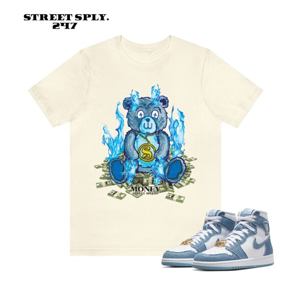 エアジョーダン1 デニム レトロ ハイ Tシャツ ベア オン ファイア 