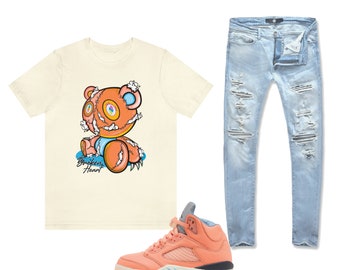 Retro Air Jordan 5 Crimson Bliss Sneaker Match Shirts, Broken Heart Monster Graphic