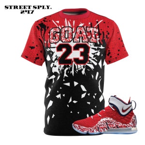 Nike LeBron 17 Fire Red Graffiti &quot;GOAT 23 Legend&quot; Match t-shirt