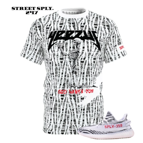 Yeezy Boost 350 V2 Zebra Matching All over pattern tee