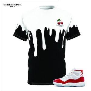 Jordan Cherry 11s match T-Shirt Graphic Dripping Paradise Cherry