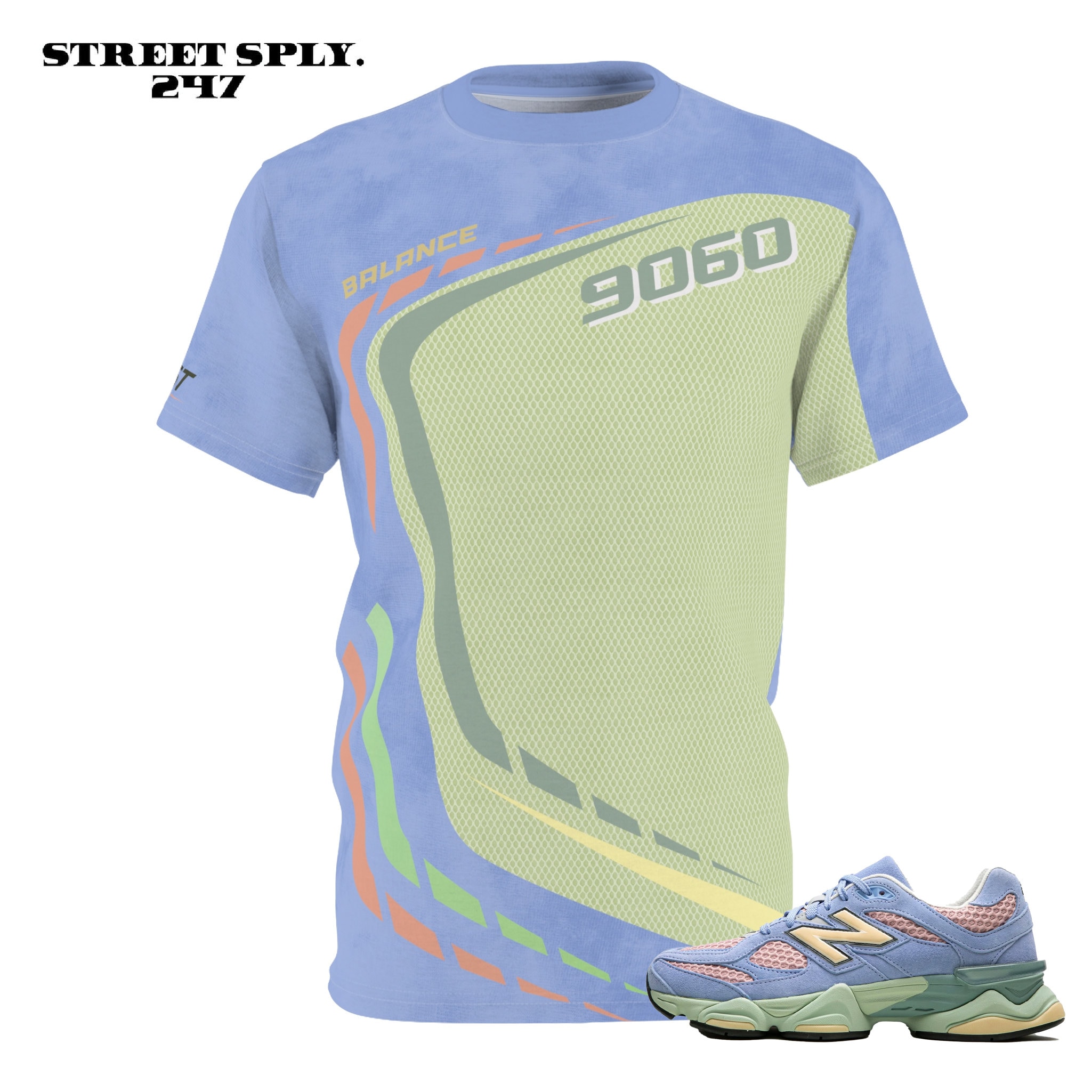 【New Balance】Water-compatible ICE graphic T-shirt The Whitaker Group Missing Pieces Balance 9060 Daydream Blue