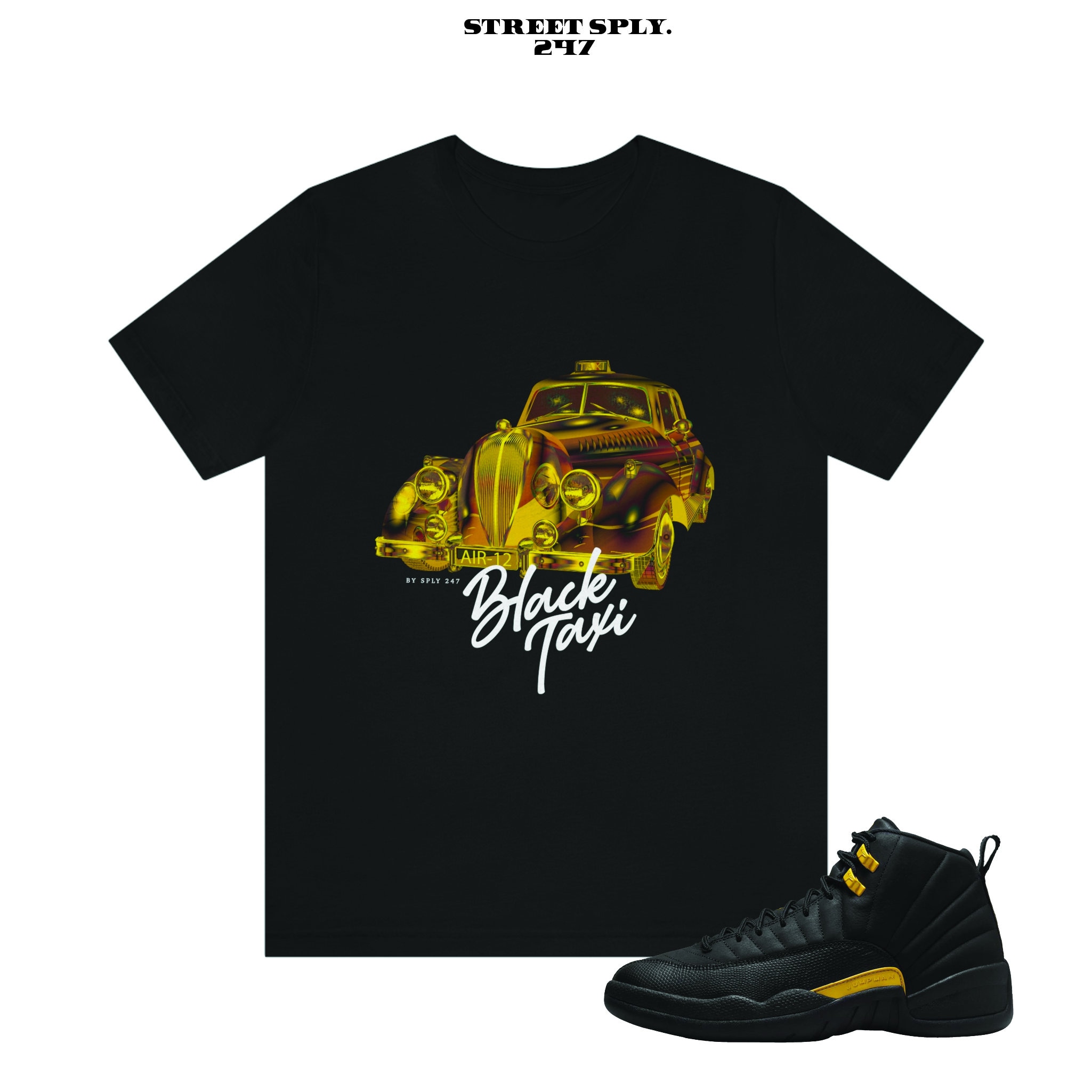 streetsupply247 Air Jordan Black Taxi 12 Shirt Match Retro 12 Black Taxi Black Tee Shirts
